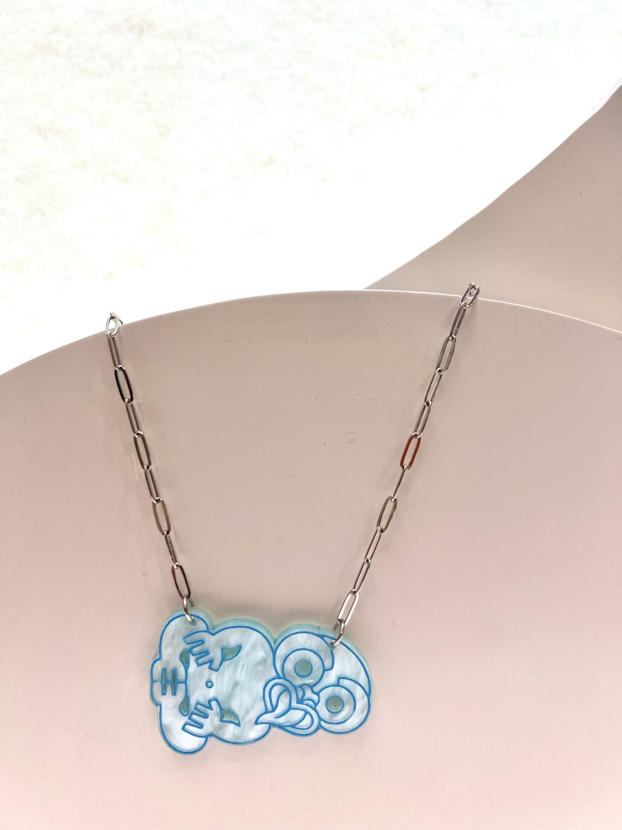 Blue marbe tiki necklace