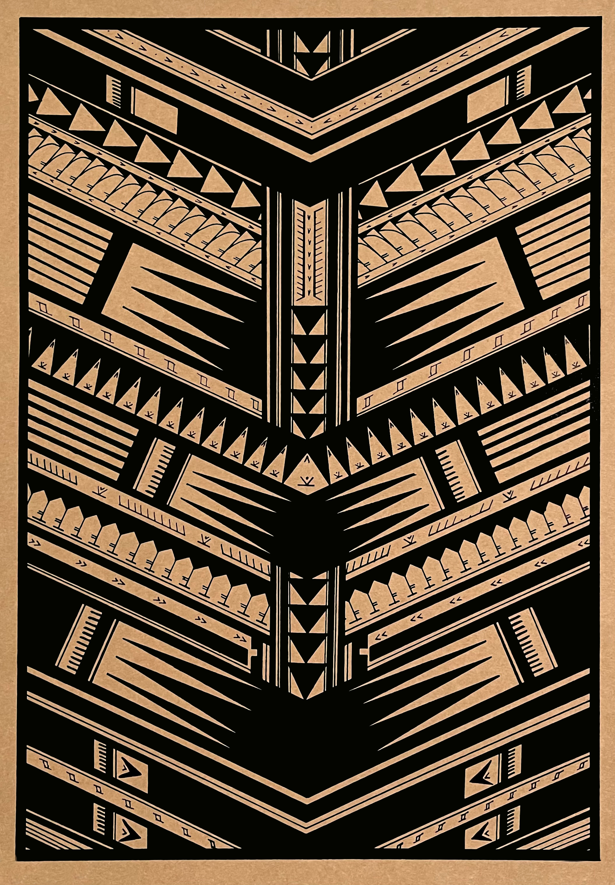 Samoan inspired black and brown artwork 