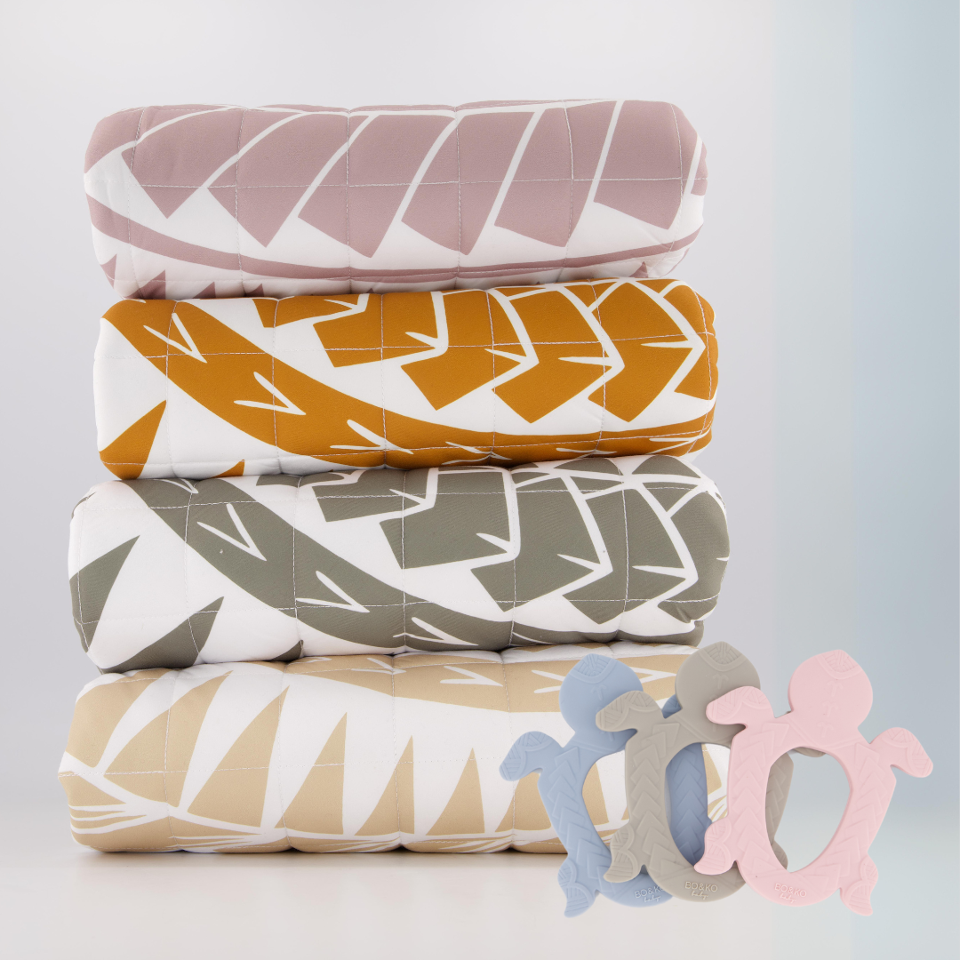 Multicoloured polynesian inspired baby accessories