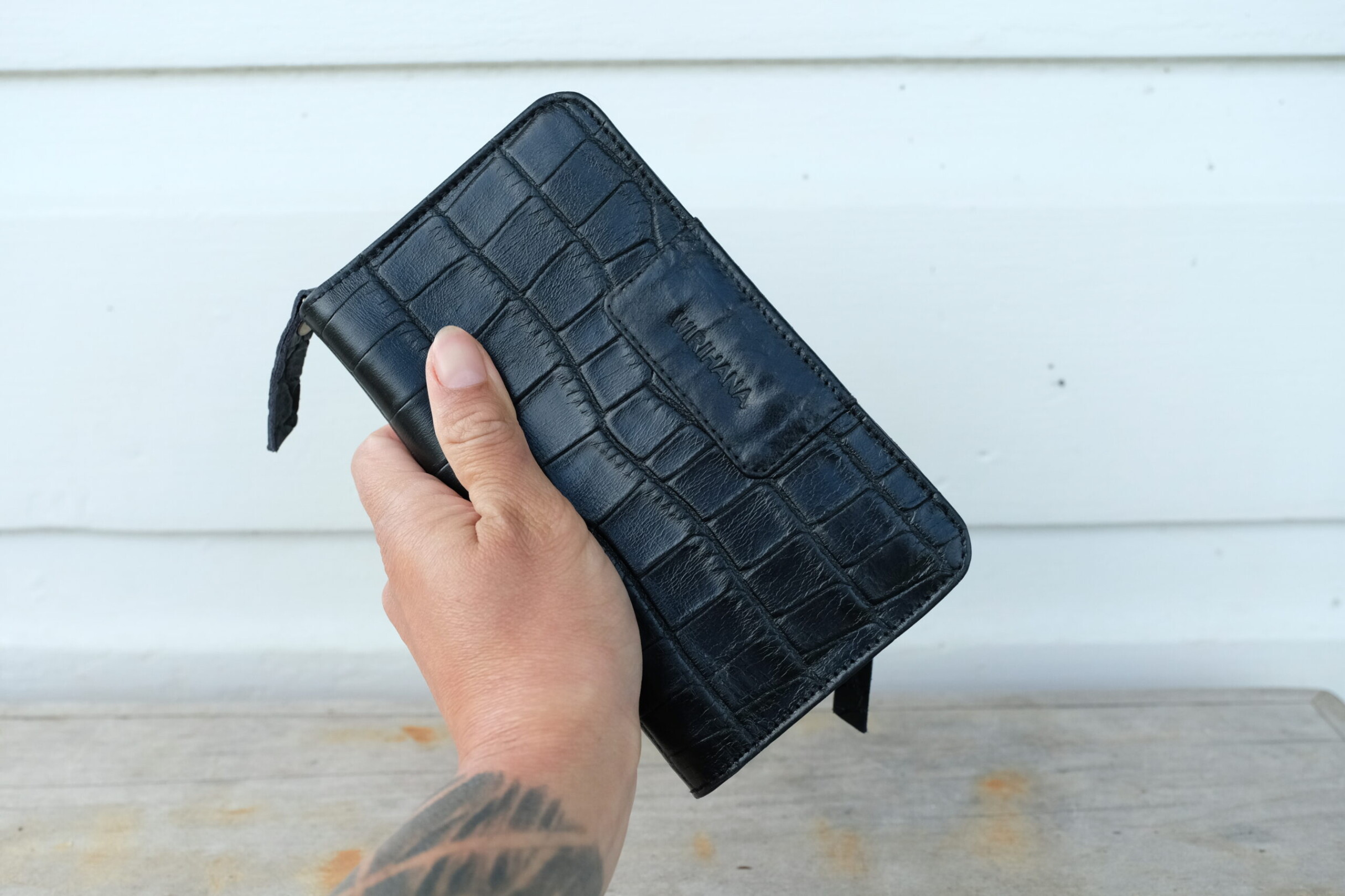 ahaura wallet embossed croc wirihana supplies