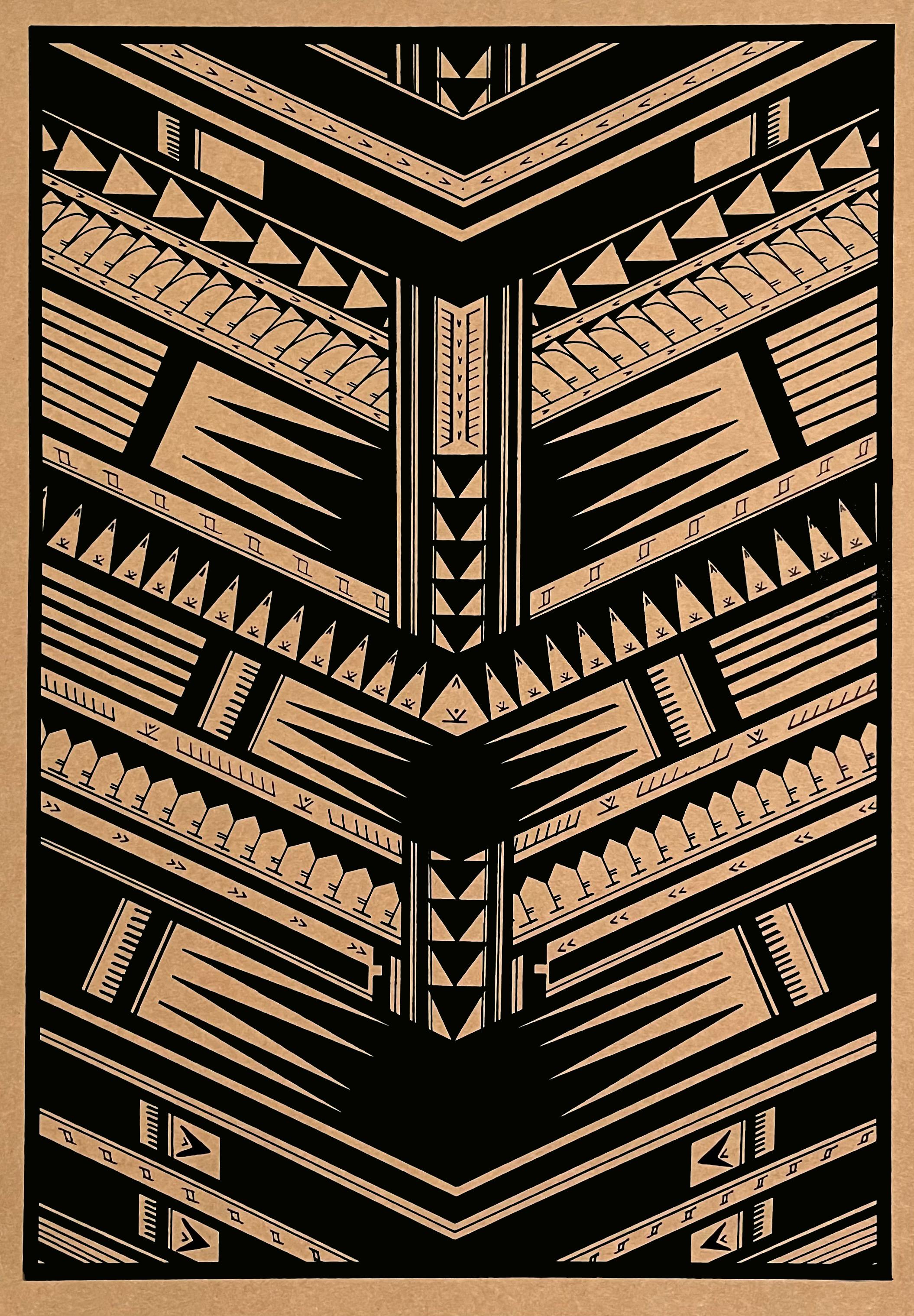 Samoan inspired black and brown artwork