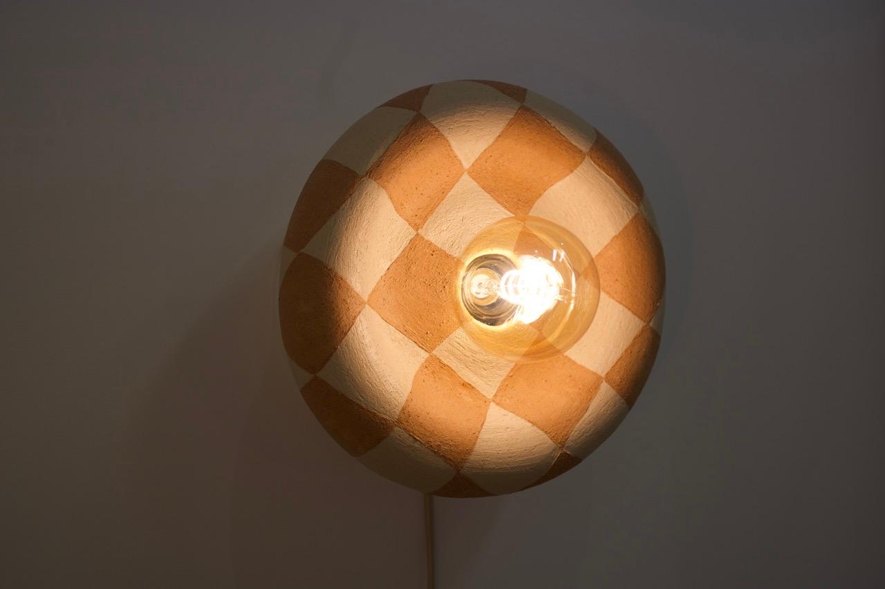 Beige checkered light fixture