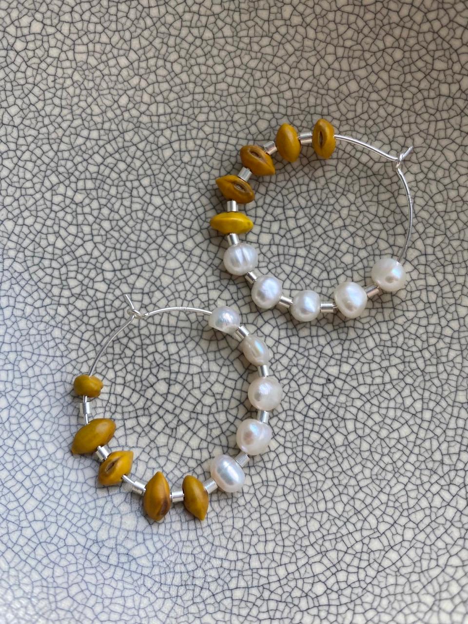 Kowhai and pearl hoops